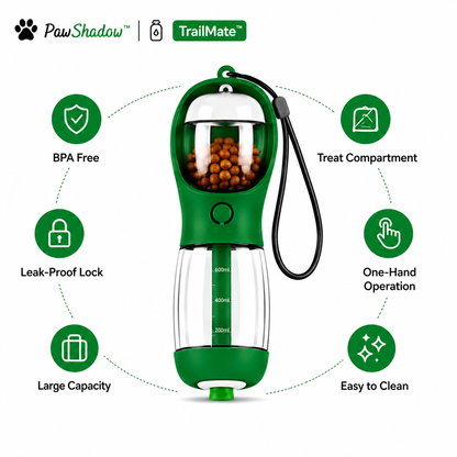 TrailMate™ 3-in-1 Portable Dog Water Bottle with Food Container & Waste Bag Dispenser
