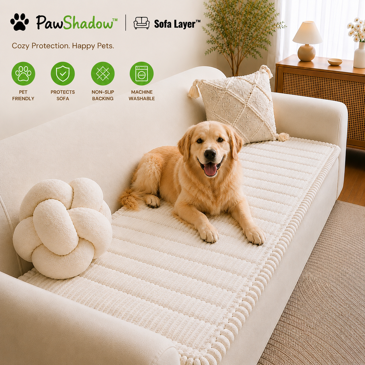 SofaLayer™ Quilted Pet Sofa Cover – Non-Slip Washable Protector for Dogs & Cats