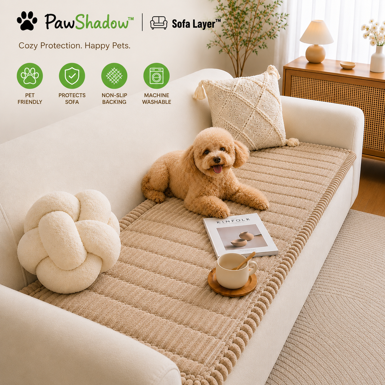 SofaLayer™ Quilted Pet Sofa Cover – Non-Slip Washable Protector for Dogs & Cats
