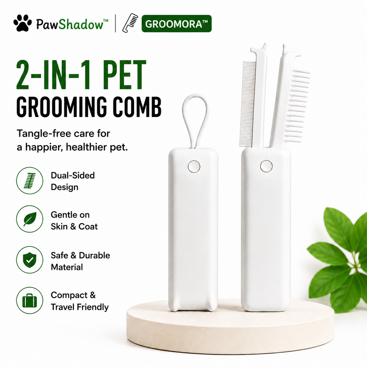 GROOMORA™ | Self-Cleaning Pet Grooming Brush for Dogs & Cats