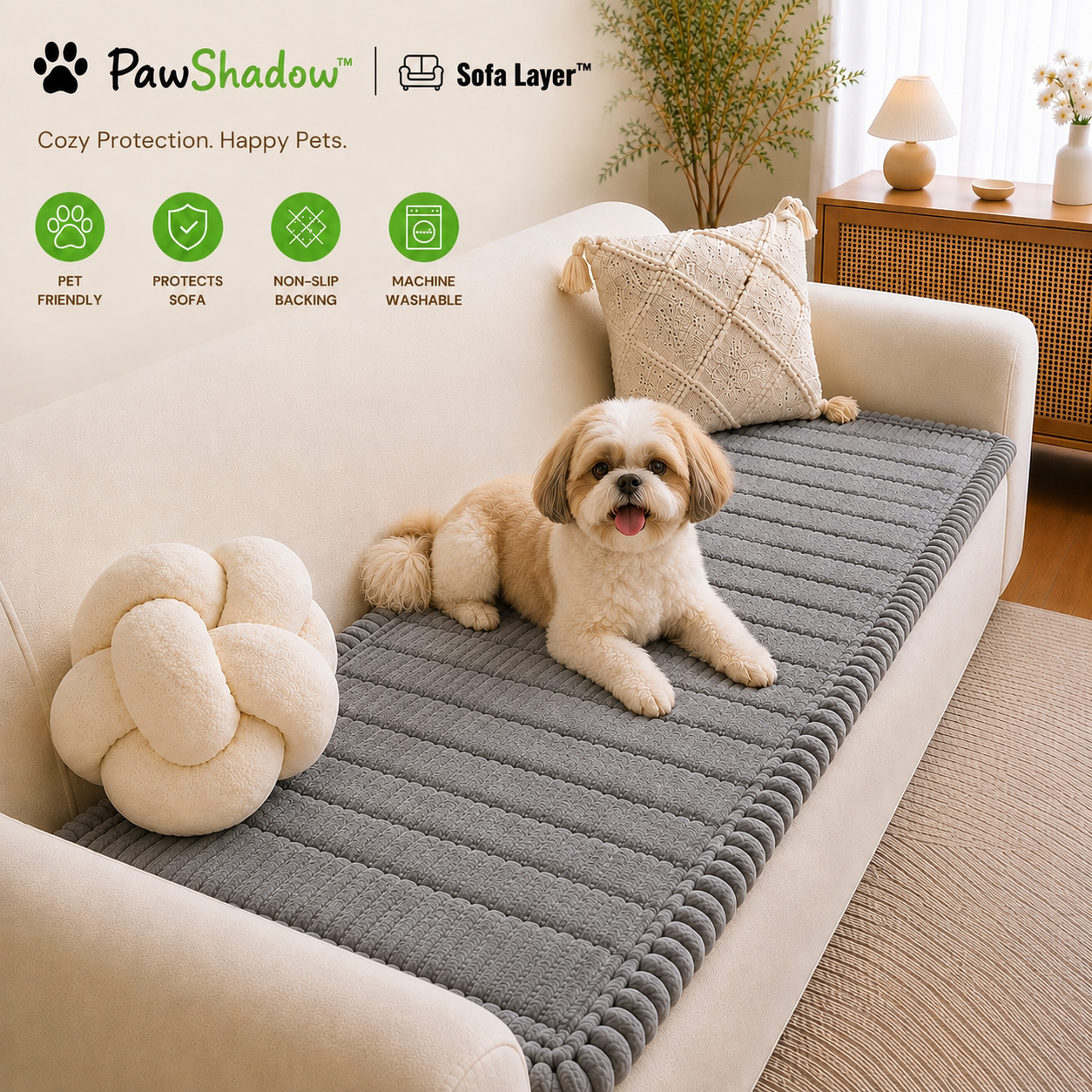 SofaLayer™ Quilted Pet Sofa Cover – Non-Slip Washable Protector for Dogs & Cats