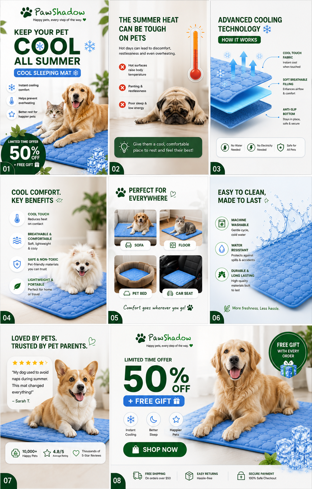 PawShadow™ Summer Pet Ice Pad Cool Sleeping Mat