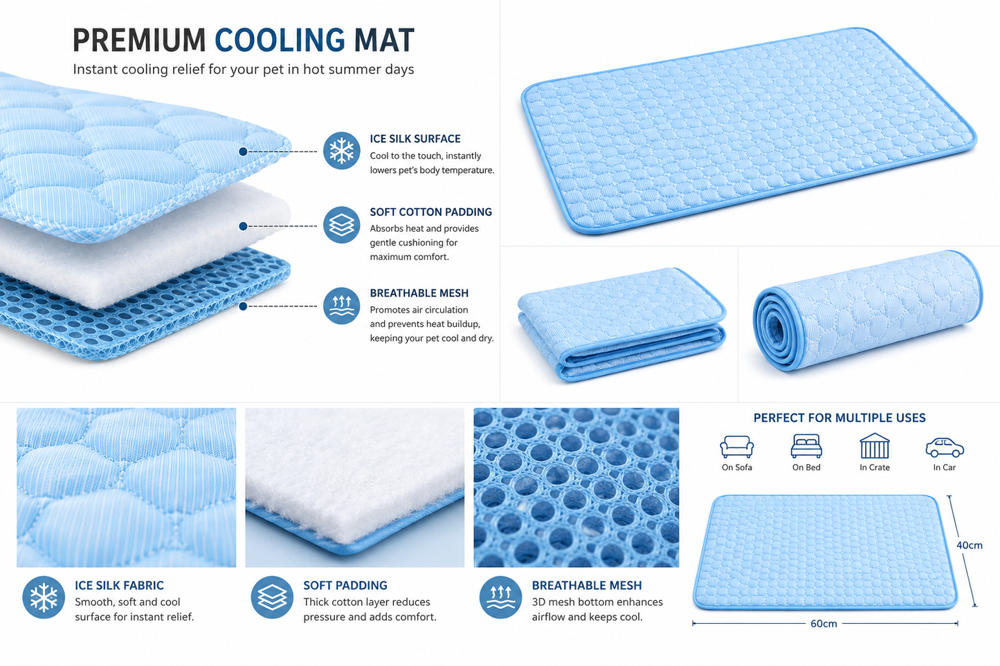 PawShadow™ Summer Pet Ice Pad Cool Sleeping Mat