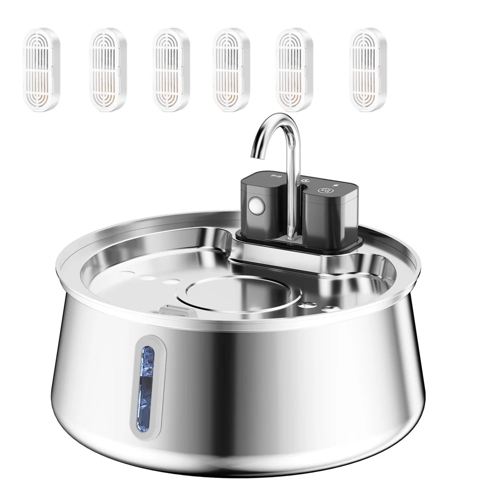 4L Wireless Recharge Stainless Steel Pet Water Feeder Auto Cat Fountain Smart Wireless Sensor Dog Water Dispenser Drinking Bowl