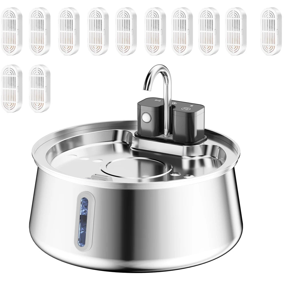 4L Wireless Recharge Stainless Steel Pet Water Feeder Auto Cat Fountain Smart Wireless Sensor Dog Water Dispenser Drinking Bowl