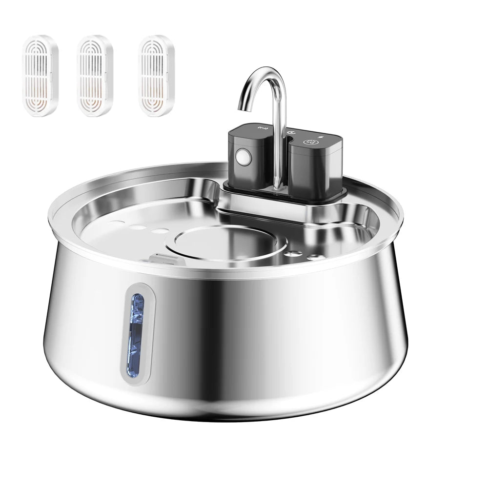 4L Wireless Recharge Stainless Steel Pet Water Feeder Auto Cat Fountain Smart Wireless Sensor Dog Water Dispenser Drinking Bowl