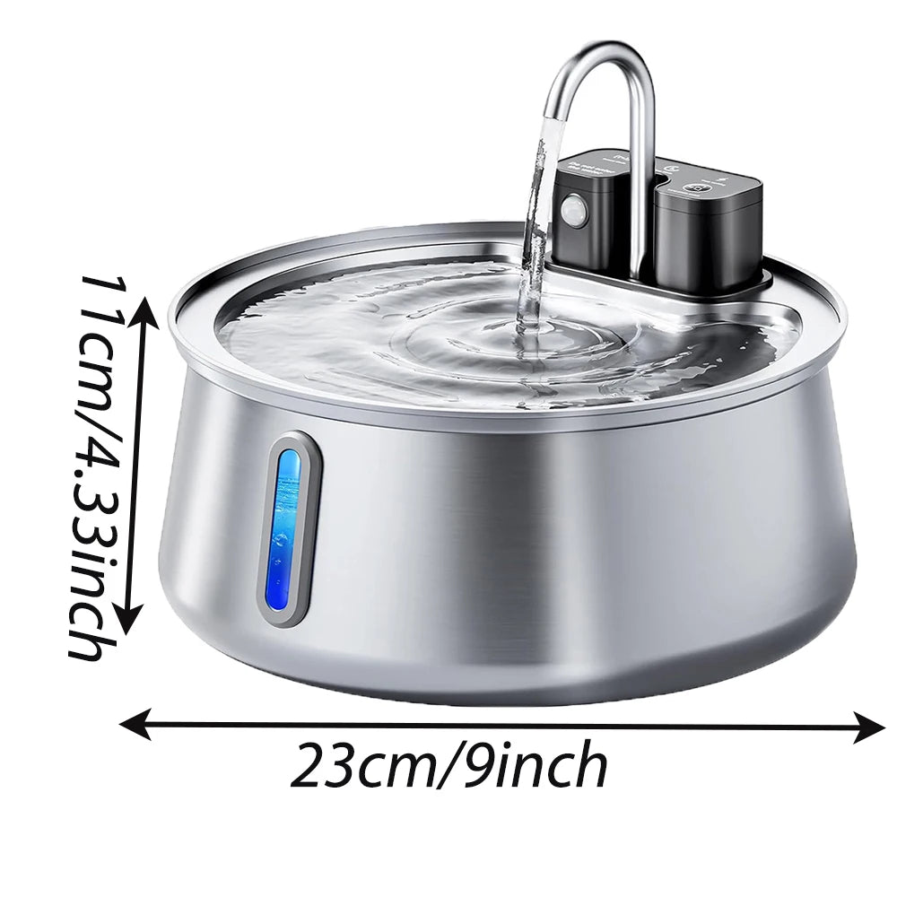 4L Wireless Recharge Stainless Steel Pet Water Feeder Auto Cat Fountain Smart Wireless Sensor Dog Water Dispenser Drinking Bowl
